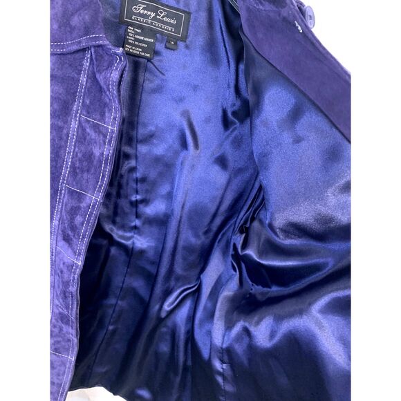 Terry Lewis Classic Luxuries Purple Leather Suede Jacket Size 14 NWT - Picture 8 of 9